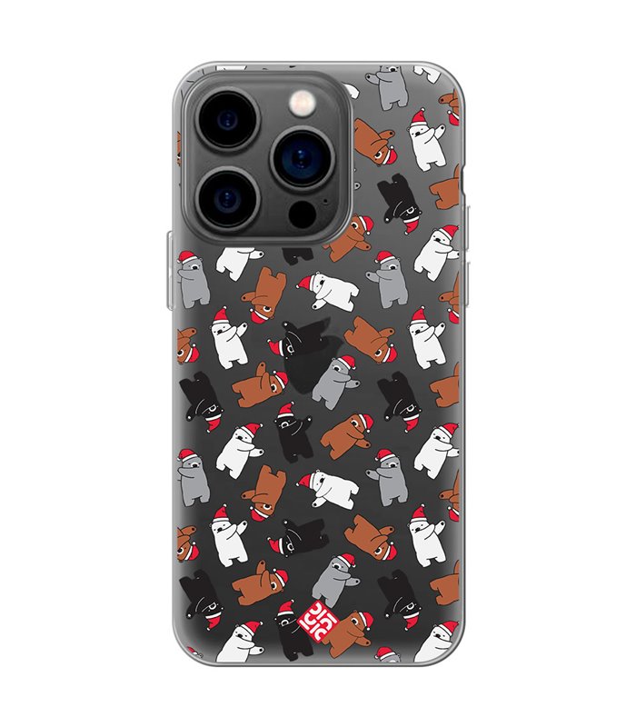 Funda para  [ iPhone 14 Pro ] Fondo Navidad [ Bear Dab ] de Silicona Flexible para Smartphone