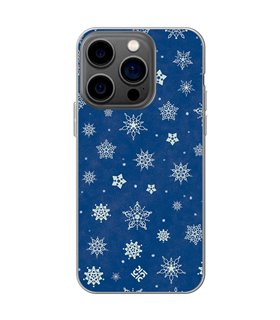 Funda para  [ iPhone 14 Pro ] Fondo Navidad [ Copos de Nieve ] de Silicona Flexible para Smartphone