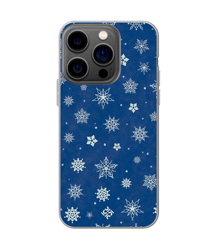 Funda para  [ iPhone 14 Pro ] Fondo Navidad [ Copos de Nieve ] de Silicona Flexible para Smartphone