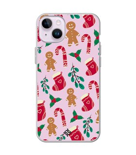 Funda para  [ iPhone 14 ] Fondo Navidad [ Galleta Christmas Baston Caramelo ] de Silicona Flexible para Smartphone