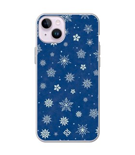 Funda para  [ iPhone 14 ] Fondo Navidad [ Copos de Nieve ] de Silicona Flexible para Smartphone