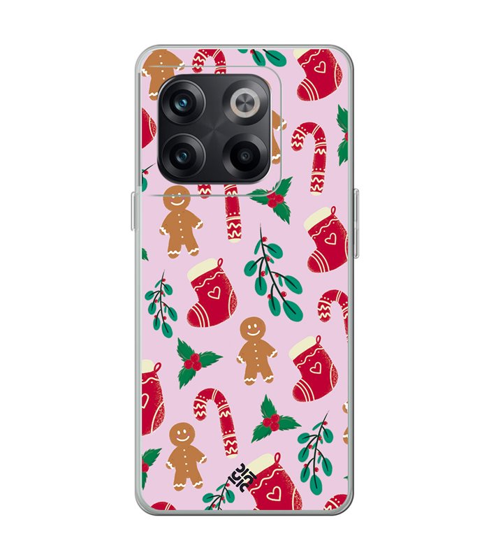 Funda para  [ OnePlus 10T ] Fondo Navidad [ Galleta Christmas Baston Caramelo ] de Silicona Flexible para Smartphone