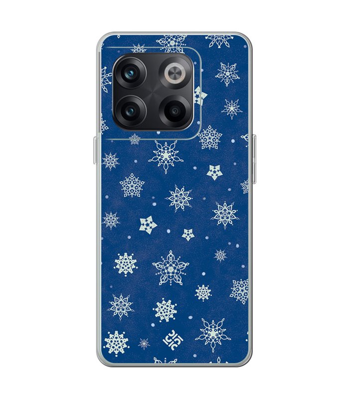 Funda para  [ OnePlus 10T ] Fondo Navidad [ Copos de Nieve ] de Silicona Flexible para Smartphone