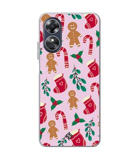 Funda para  [ OPPO A17 ] Fondo Navidad [ Galleta Christmas Baston Caramelo ] de Silicona Flexible para Smartphone