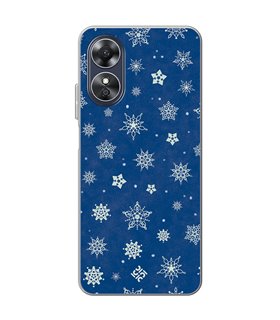 Funda para  [ OPPO A17 ] Fondo Navidad [ Copos de Nieve ] de Silicona Flexible para Smartphone