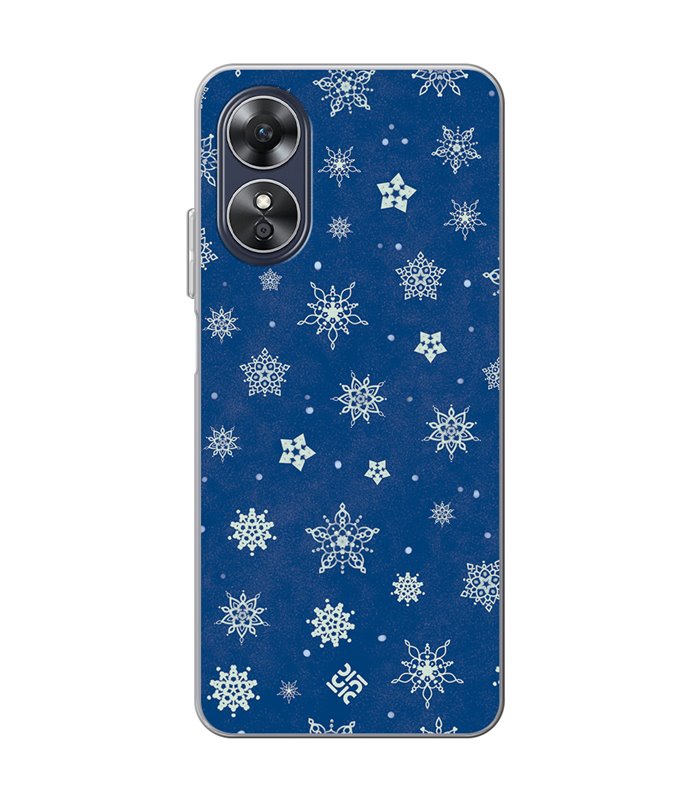 Funda para  [ OPPO A17 ] Fondo Navidad [ Copos de Nieve ] de Silicona Flexible para Smartphone