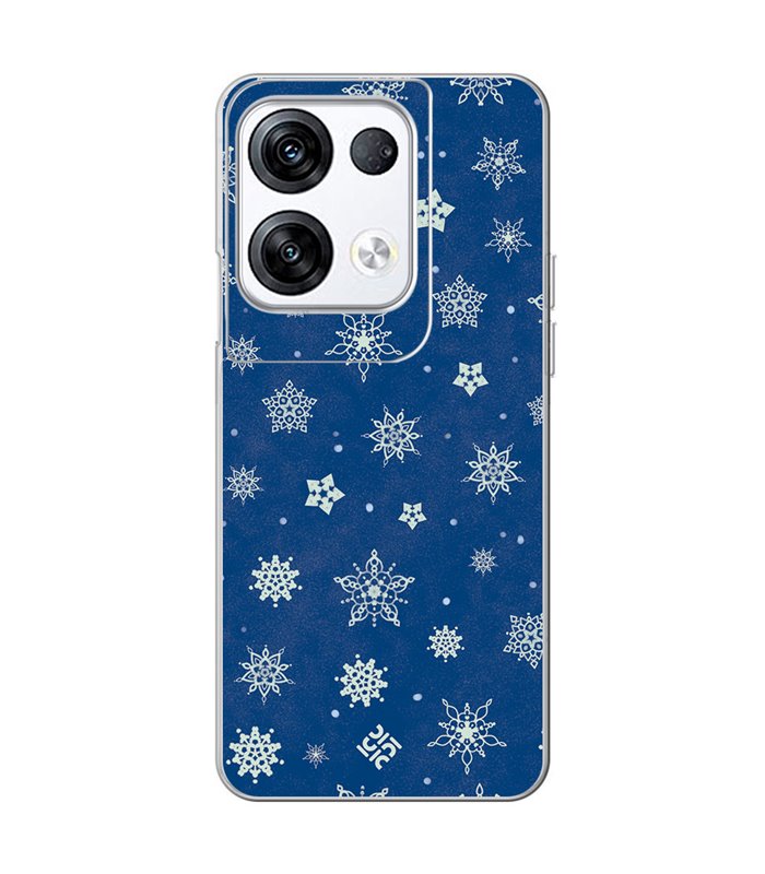 Funda para  [ OPPO Reno 8 Pro ] Fondo Navidad [ Copos de Nieve ] de Silicona Flexible para Smartphone