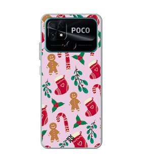 Funda para  [ POCO C40 ] Fondo Navidad [ Galleta Christmas Baston Caramelo ] de Silicona Flexible para Smartphone
