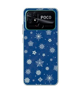Funda para  [ POCO C40 ] Fondo Navidad [ Copos de Nieve ] de Silicona Flexible para Smartphone