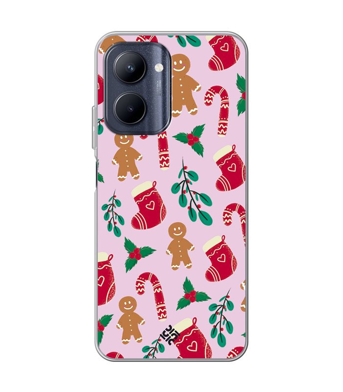 Funda para  [ Realme C33 ] Fondo Navidad [ Galleta Christmas Baston Caramelo ] de Silicona Flexible para Smartphone