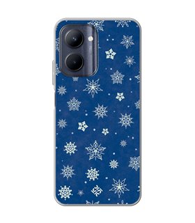 Funda para  [ Realme C33 ] Fondo Navidad [ Copos de Nieve ] de Silicona Flexible para Smartphone