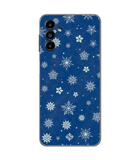 Funda para  [ Samsung Galaxy A04s ] Fondo Navidad [ Copos de Nieve ] de Silicona Flexible para Smartphone