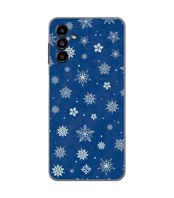 Funda para  [ Samsung Galaxy A04s ] Fondo Navidad [ Copos de Nieve ] de Silicona Flexible para Smartphone
