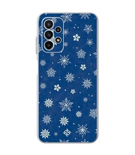 Funda para  [ Samsung Galaxy A23 5G ] Fondo Navidad [ Copos de Nieve ] de Silicona Flexible para Smartphone