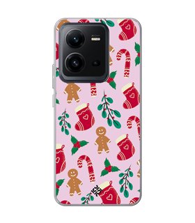 Funda para  [ Vivo X80 Lite ] Fondo Navidad [ Galleta Christmas Baston Caramelo ] de Silicona Flexible para Smartphone