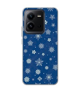 Funda para  [ Vivo X80 Lite ] Fondo Navidad [ Copos de Nieve ] de Silicona Flexible para Smartphone