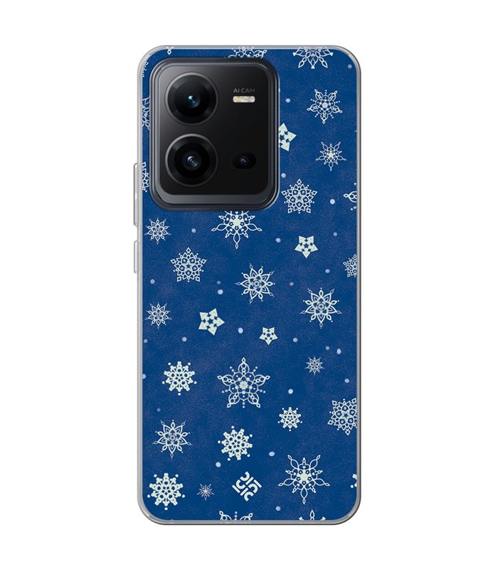 Funda para  [ Vivo X80 Lite ] Fondo Navidad [ Copos de Nieve ] de Silicona Flexible para Smartphone