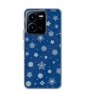 Funda para  [ Vivo Y35 ] Fondo Navidad [ Copos de Nieve ] de Silicona Flexible para Smartphone