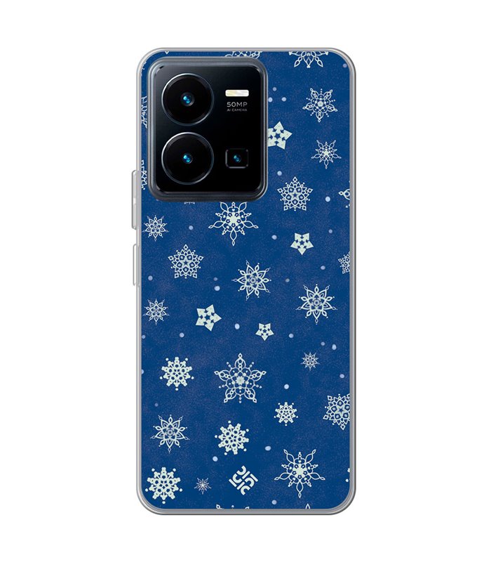 Funda para  [ Vivo Y35 ] Fondo Navidad [ Copos de Nieve ] de Silicona Flexible para Smartphone