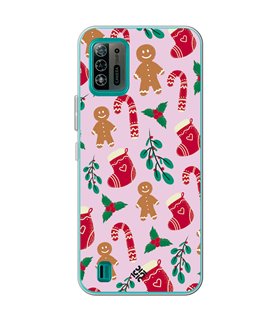 Funda para  [ ZTE Blade A52 Lite ] Fondo Navidad [ Galleta Christmas Baston Caramelo ] de Silicona Flexible para Smartphone