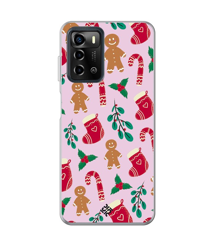 Funda para  [ ZTE Blade A72 ] Fondo Navidad [ Galleta Christmas Baston Caramelo ] de Silicona Flexible para Smartphone