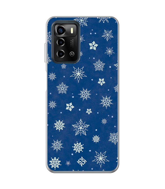 Funda para  [ ZTE Blade A72 ] Fondo Navidad [ Copos de Nieve ] de Silicona Flexible para Smartphone