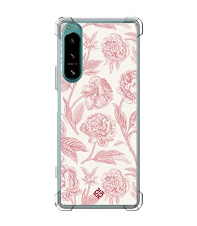 Funda Antigolpe [ Sony Xperia 5 IV ] Dibujo Botánico [ Flores Rosa Pastel ] Esquina Reforzada Silicona 1.5mm