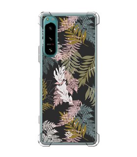 Funda Antigolpe [ Sony Xperia 5 IV ] Dibujo Botánico [ Diseño de hojas ] Esquina Reforzada Silicona 1.5mm