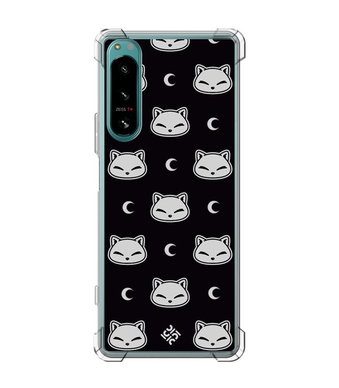 Funda Antigolpe [ Sony Xperia 5 IV ] Dibujo Cute [ Gato Negro Lunar ] Esquina Reforzada Silicona 1.5mm Transparente