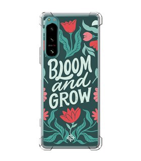 Funda Antigolpe [ Sony Xperia 5 IV ] Dibujo Frases Guays [ Flores Bloom and Grow ] Esquina Reforzada Silicona 1.5mm