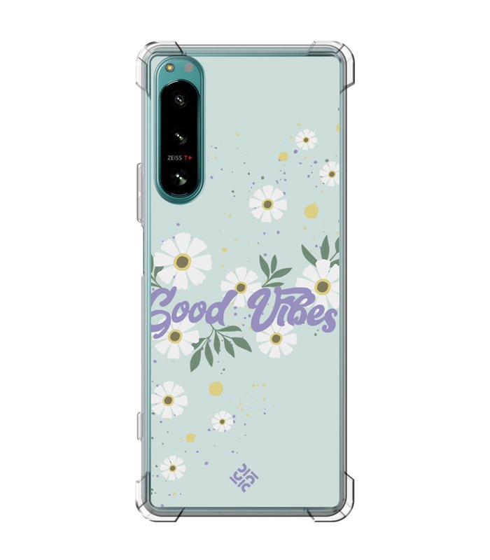 Funda Antigolpe [ Sony Xperia 5 IV ] Dibujo Frases Guays [ Margaritas Good Vibes ] Esquina Reforzada Silicona 1.5mm