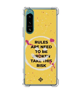 Funda Antigolpe [ Sony Xperia 5 IV ] Dibujo Frases Guays [ Smile - Rules Are Need  To Be Broken Take This Risk ] Esquina