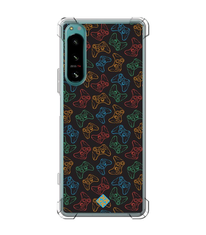 Funda Antigolpe [ Sony Xperia 5 IV ] Dibujo Gamers [ Mandos Xbox ] Esquina Reforzada Silicona 1.5mm Transparente