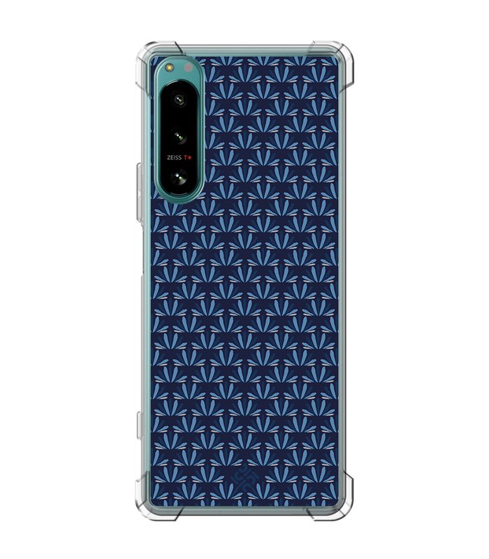 Funda Antigolpe [ Sony Xperia 5 IV ] Dibujo Japones [ Patron Abstracto Loto Azul ] Esquina Reforzada Silicona 1.5mm