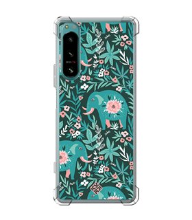 Funda Antigolpe [ Sony Xperia 5 IV ] Dibujo Mascotas [ Estampado Elefantes Florales ] Esquina Reforzada Silicona