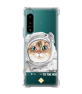 Funda Antigolpe [ Sony Xperia 5 IV ] Dibujo Mascotas [ Gato Astronauta - Take Me To The Moon ] Esquina Reforzada 1.5mm