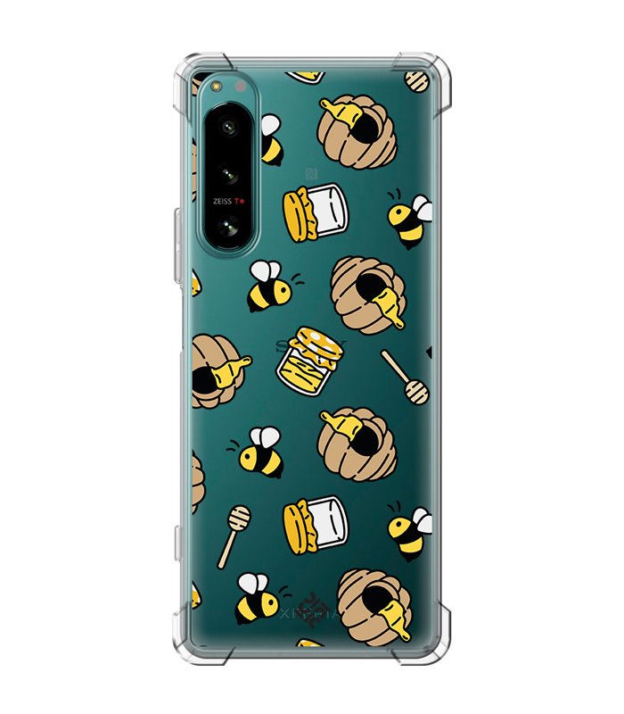 Funda Antigolpe [ Sony Xperia 5 IV ] Dibujo Mascotas [ Miel y Abejas ] Esquina Reforzada Silicona 1.5mm Transparente