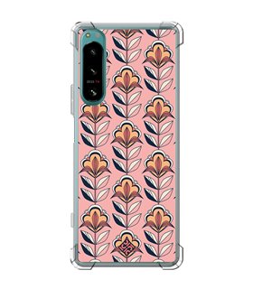 Funda Antigolpe [ Sony Xperia 5 IV ] Dibujos Retro [ Planta con Fondo Rosa - Retro ] Esquina Reforzada Silicona 1.5