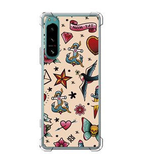 Funda Antigolpe [ Sony Xperia 5 IV ] Dibujo Tendencias [ Tatuajes Clásicos ] Esquina Reforzada Silicona 1.5mm Transparente