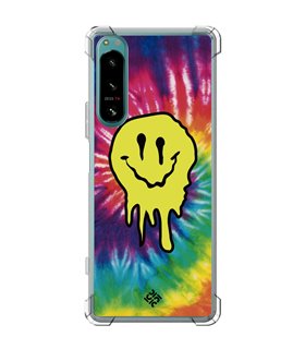 Funda Antigolpe [ Sony Xperia 5 IV ] Dibujo Tendencias [ Sonrisa Smile Swirl Abstracto ] Esquina Reforzada Silicona 1.5mm