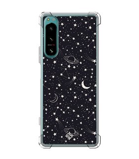 Funda Antigolpe [ Sony Xperia 5 IV ] Dibujo Tendencias [ Fondo Estrellado con Planetas ] Esquina Reforzada Silicona 1.5mm