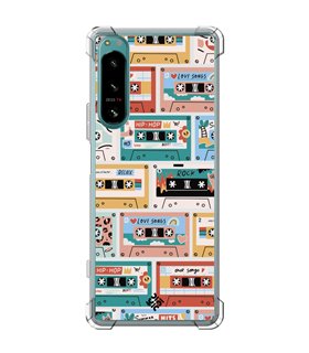 Funda Antigolpe [ Sony Xperia 5 IV ] Dibujo Auténtico [ Cintas de Cassette ] Esquina Reforzada Silicona 1.5mm Transparente