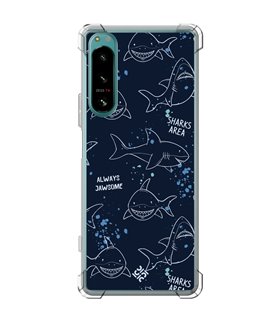 Funda Antigolpe [ Sony Xperia 5 IV ] Dibujo Auténtico [ Sharks Area ] Esquina Reforzada Silicona 1.5mm Transparente