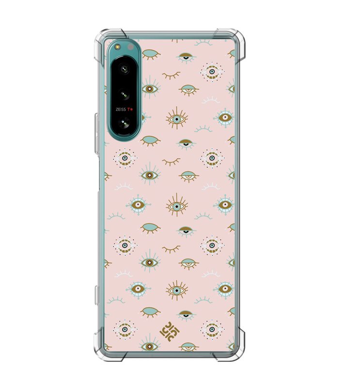 Funda Antigolpe [ Sony Xperia 5 IV ] Dibujo Auténtico [ Ojo de Hamsa Colores Pastel ] Esquina Reforzada Silicona 1.5