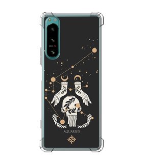 Funda Antigolpe [ Sony Xperia 5 IV ] Dibujo Zodiaco [ Signo Zodiacal - Acuario ] Esquina Reforzada Silicona 1.5mm