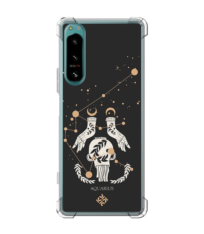 Funda Antigolpe [ Sony Xperia 5 IV ] Dibujo Zodiaco [ Signo Zodiacal - Acuario ] Esquina Reforzada Silicona 1.5mm