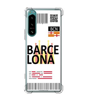 Funda Antigolpe [ Sony Xperia 5 IV ] Billete de Avión [ Barcelona ] Esquina Reforzada Silicona 1.5mm Transparente