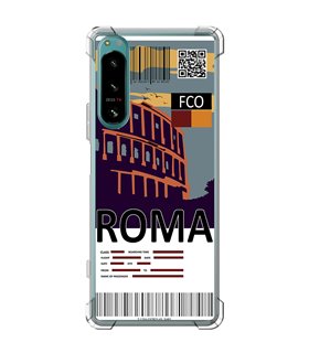 Funda Antigolpe [ Sony Xperia 5 IV ] Billete de Avión [ Roma ] Esquina Reforzada Silicona 1.5mm Transparente