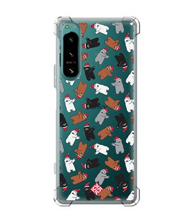 Funda Antigolpe [ Sony Xperia 5 IV ] Fondo Navidad [ Bear Dab ] Esquina Reforzada Silicona 1.5mm Transparente