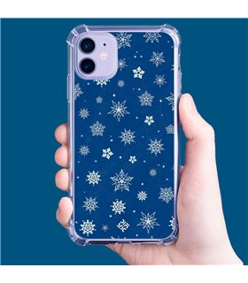 Funda Antigolpe [ Sony Xperia 5 IV ] Fondo Navidad [ Copos de Nieve ] Esquina Reforzada Silicona 1.5mm Transparente